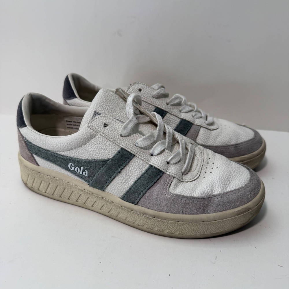 Gola Womens Grandslam Trident Sneakers 7 White Multi Leather Suede Retro